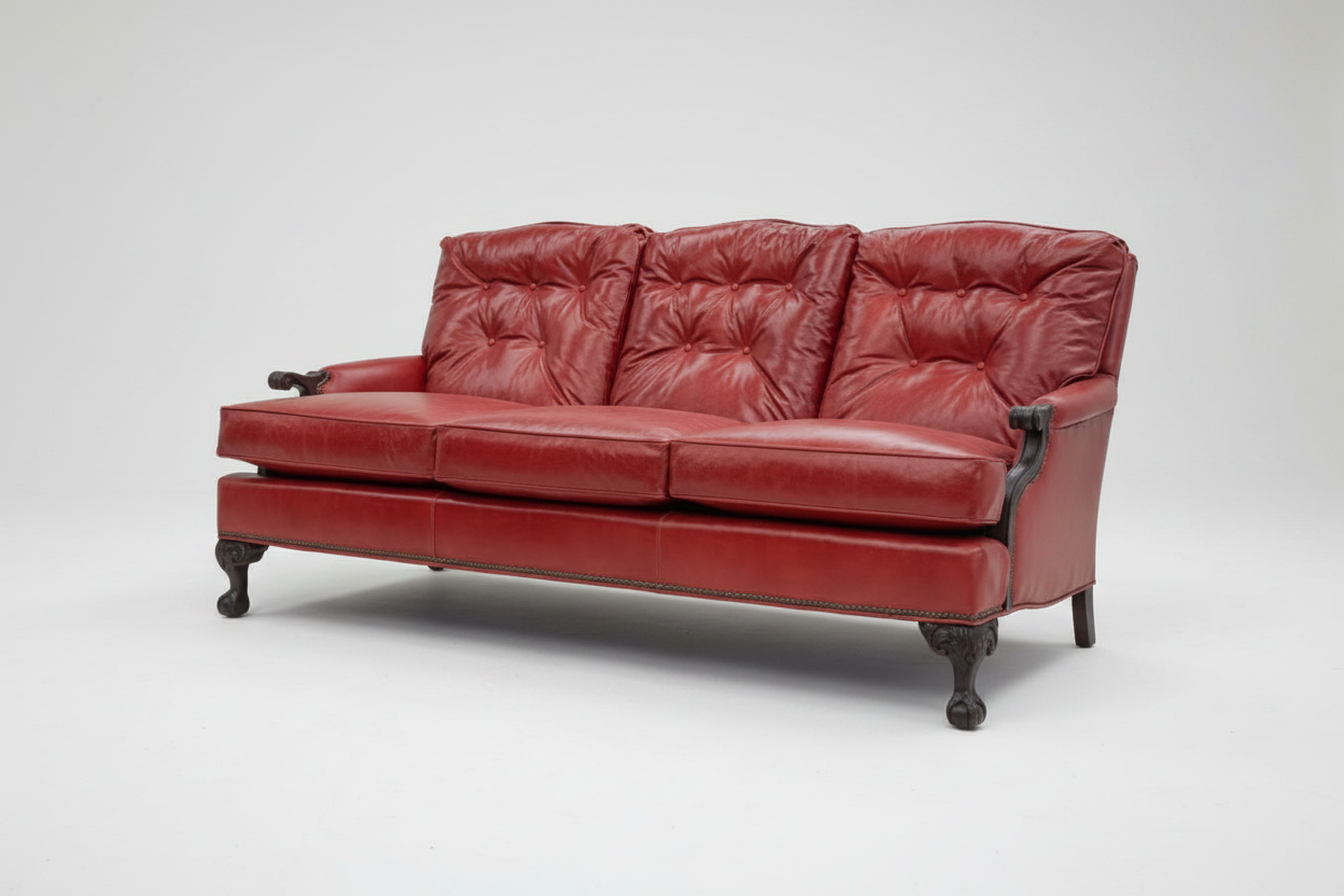 Sofa Stedman Red Velvet Leather