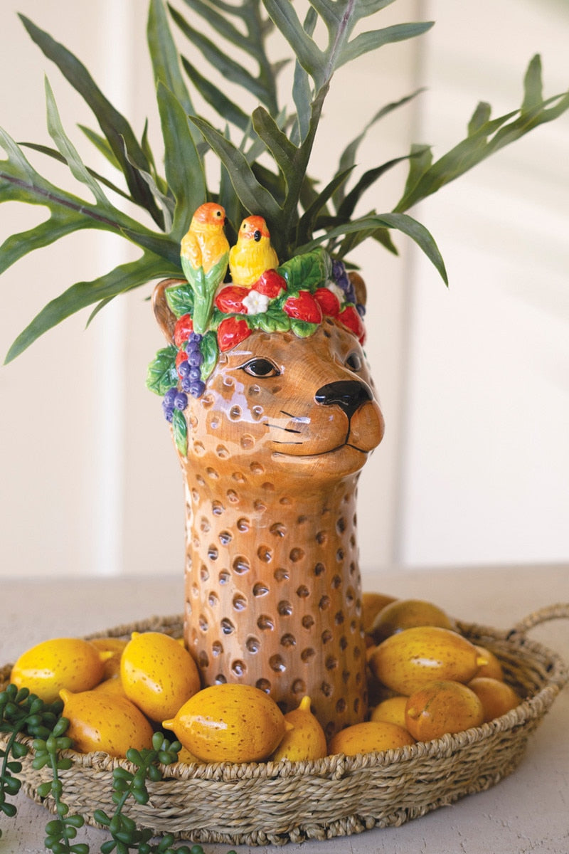 Tropical Cheetah Vase