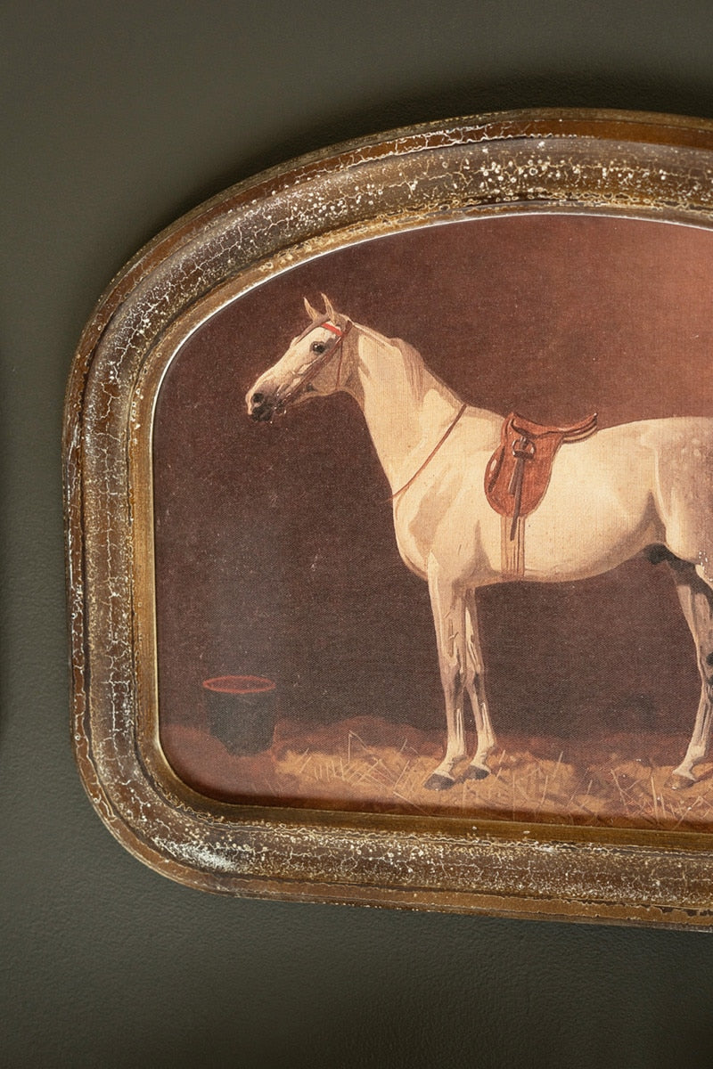 Set of Two Framed Horse Prints under Glass