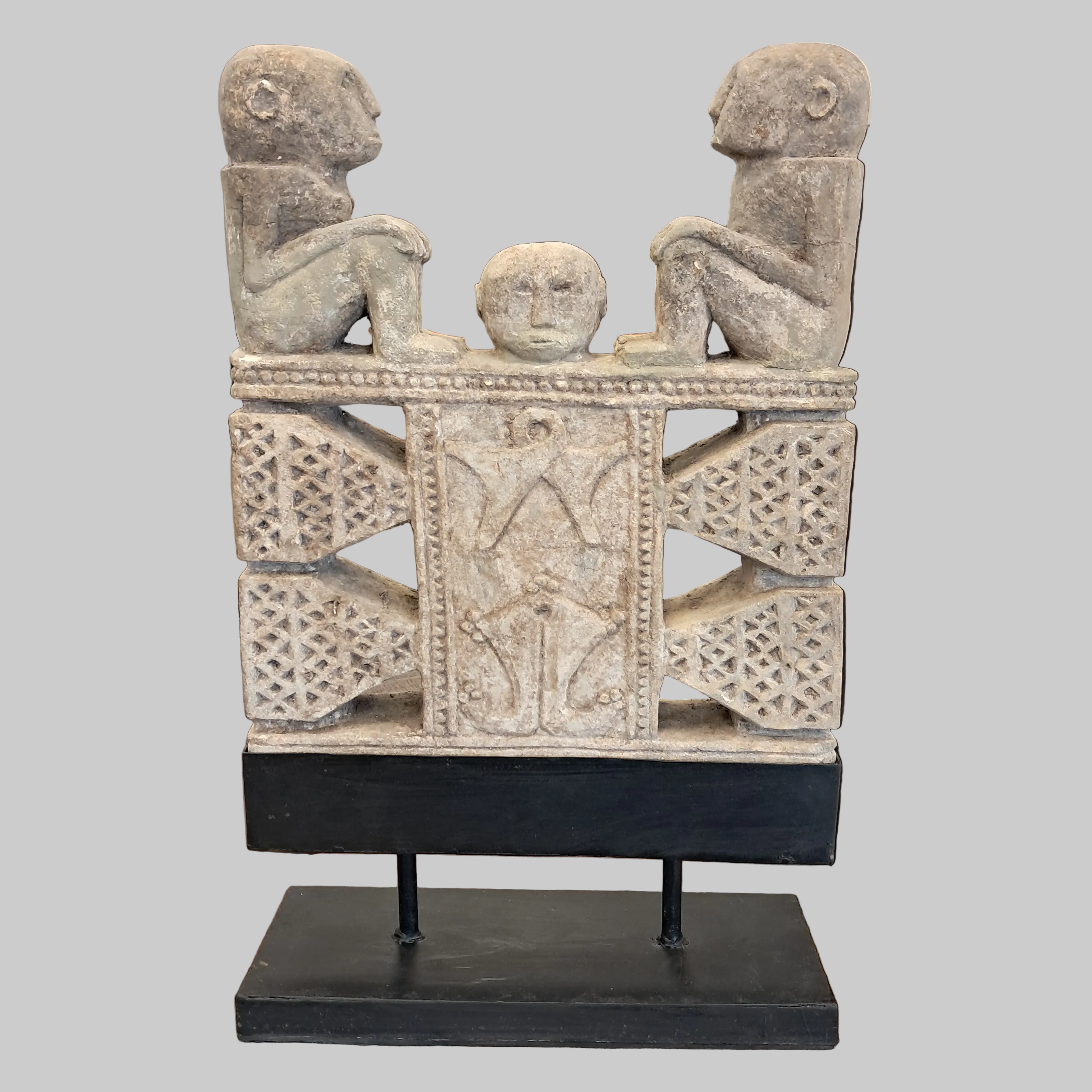 Carving Figure on Stand Limestone One of a Kind