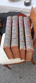 Four leather bound folio volumes of Pierre Bayle historical dictionary dated 1720