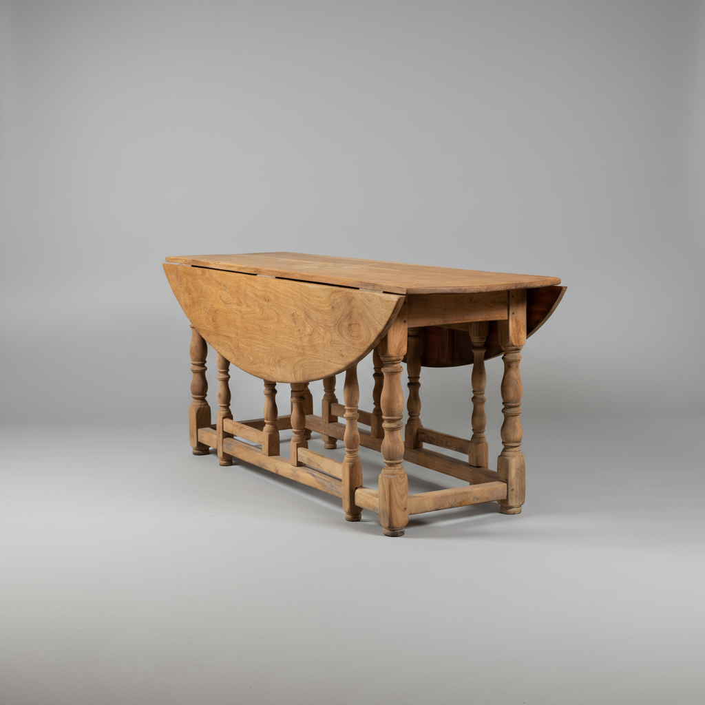 19th Century Oak Table with Star Marquetry
