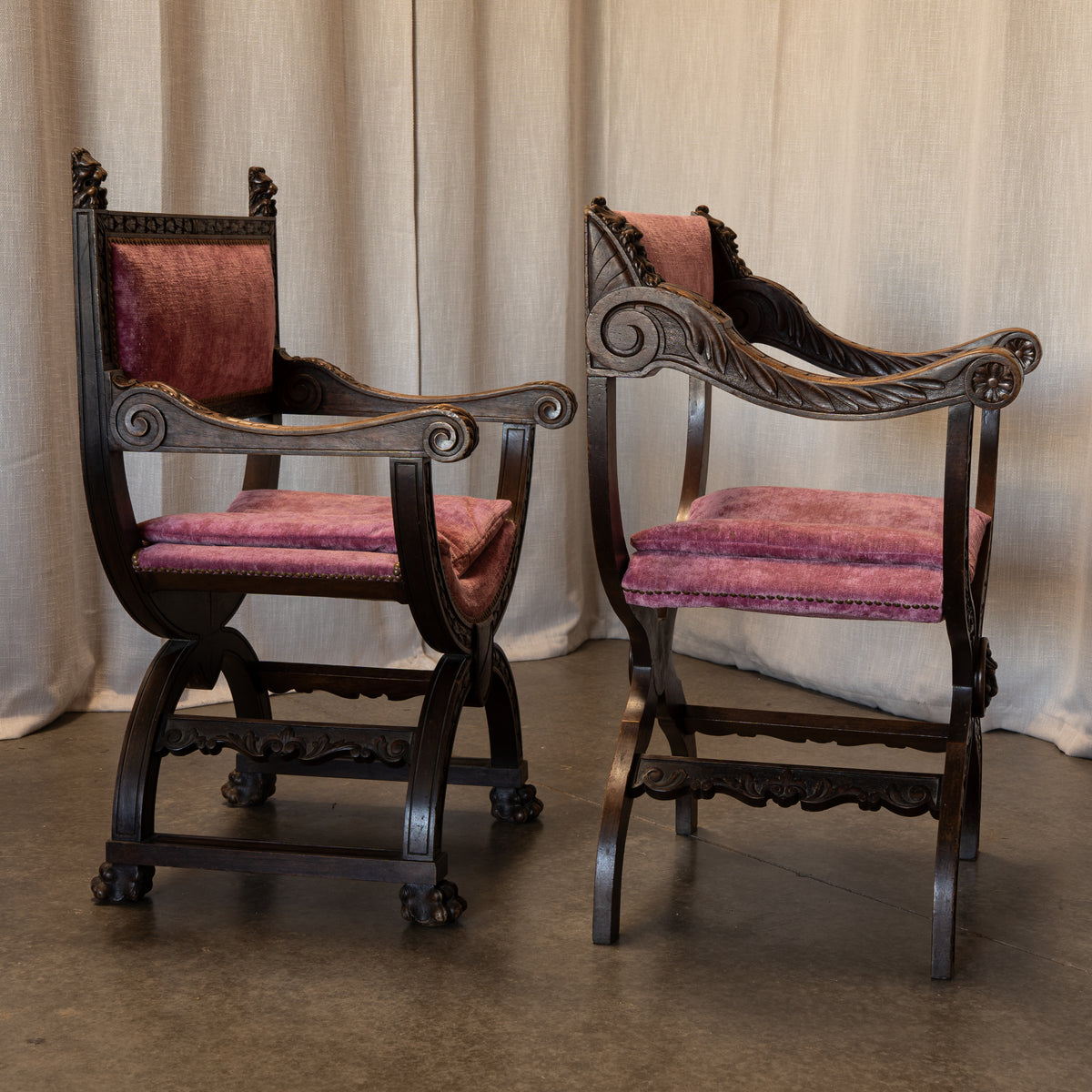 Circa 1850 Napoleon III Dagobert Armchairs, Pair
