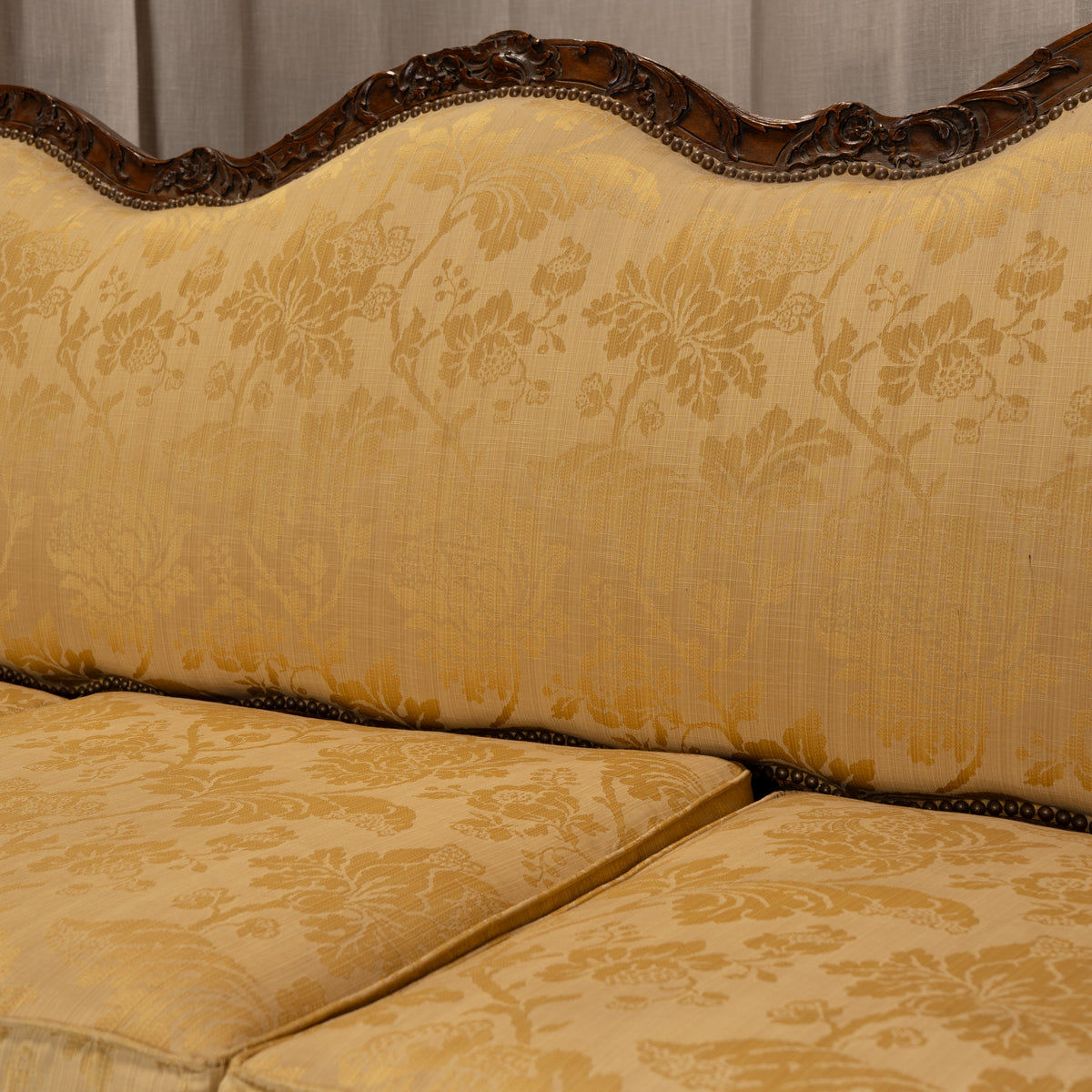 Circa 1800 Antique Regency Three-Seat Sofa in Silk Brocade