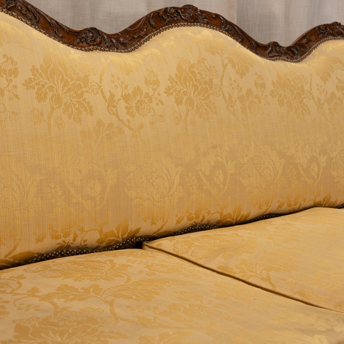 Circa 1800 Antique Regency Three-Seat Sofa in Silk Brocade