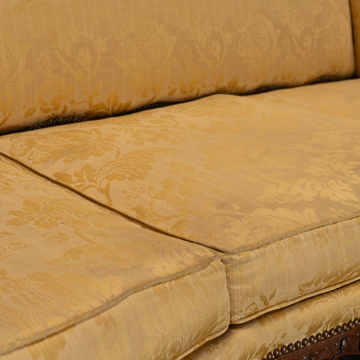 Circa 1800 Antique Regency Three-Seat Sofa in Silk Brocade