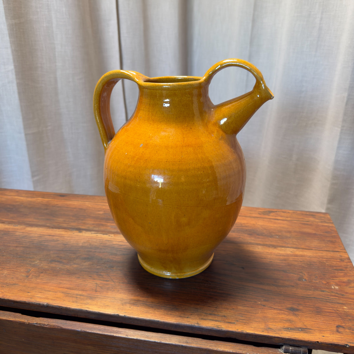 Antique Yellow Glazed Two-Handled Water Jar
