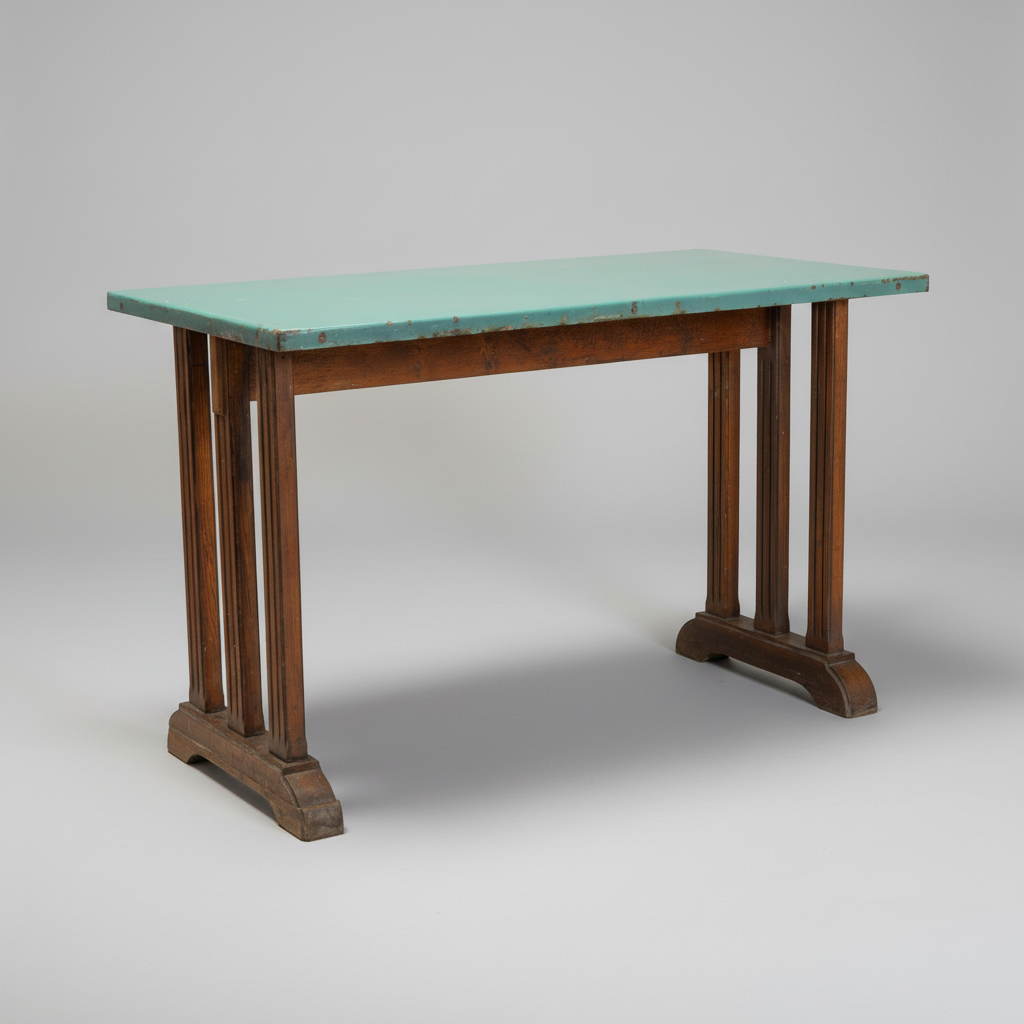 Vintage French Turquoise Enameled Bistro Table