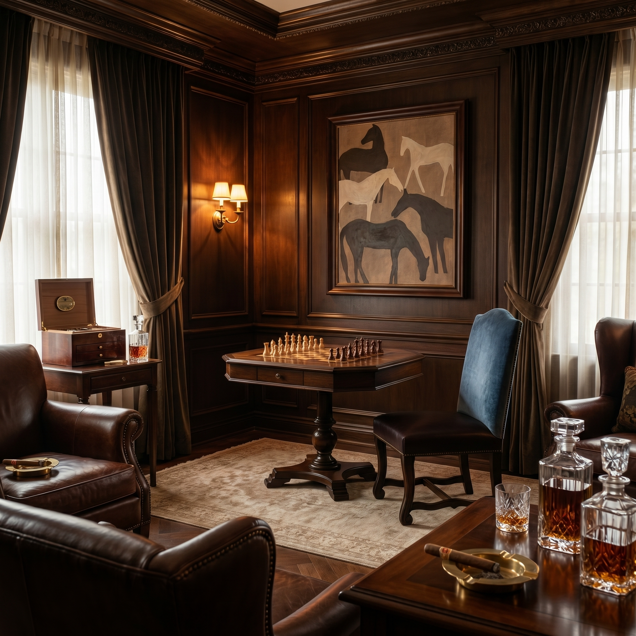 Luxurious game room at Fiesta Furnishings featuring a fancy chess table.