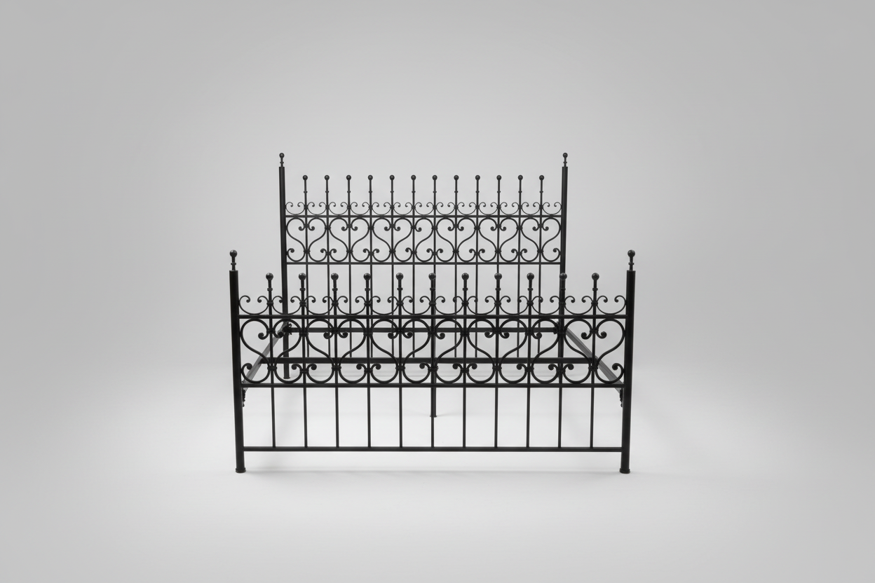 Queen Lyons Bed Black Iron