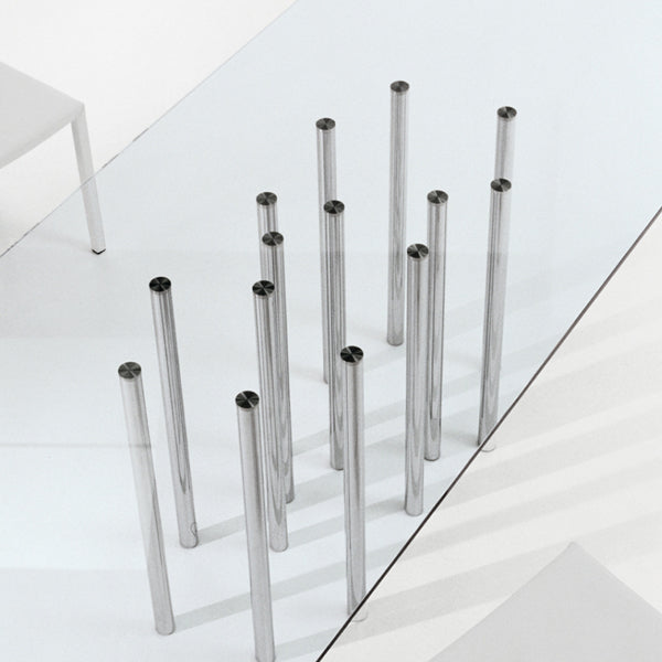 Metal table legs on a white background