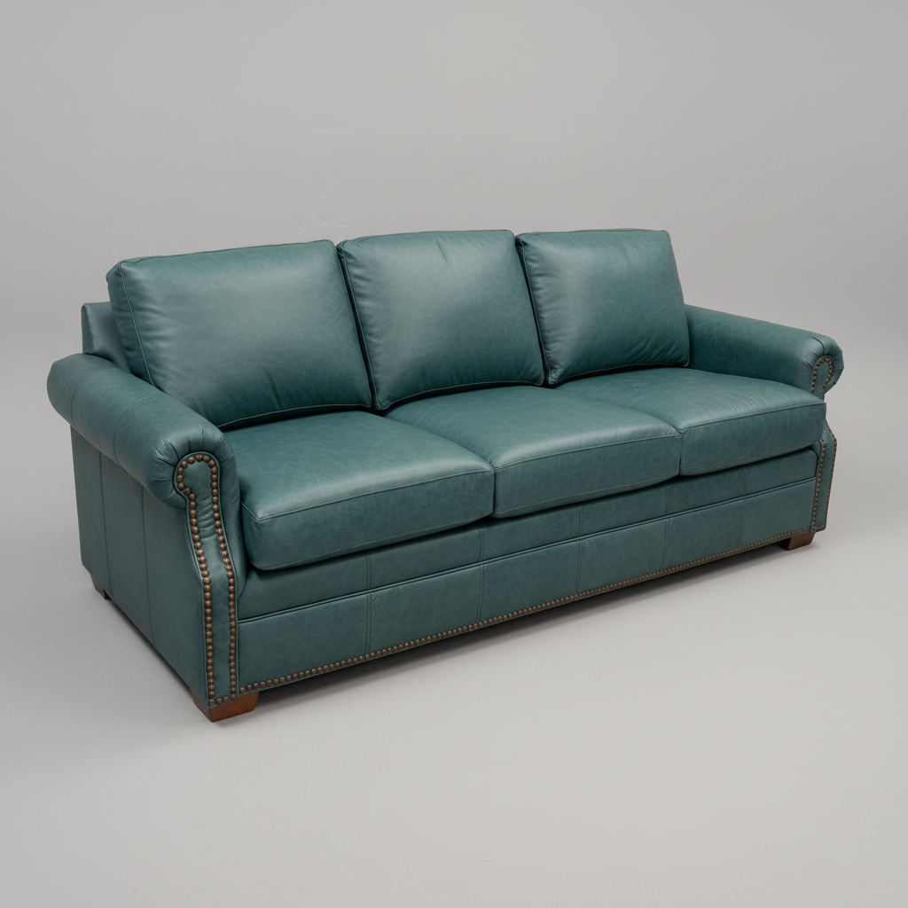 Sofa Sleeper (Queen) Omaha Turquoise  Fin:Walnut